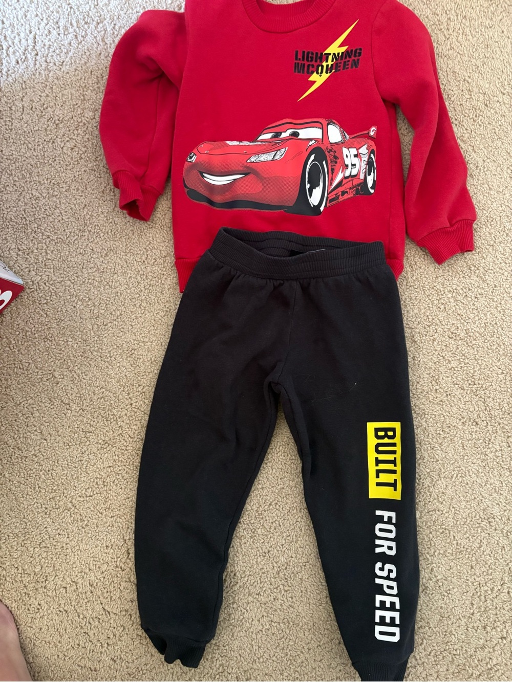 Disney Lightning McQueen Red Sweatshirt and Black Joggers Set